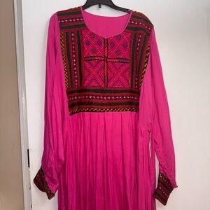 Beautiful Pink Afghan Maxi Dress Size Medium